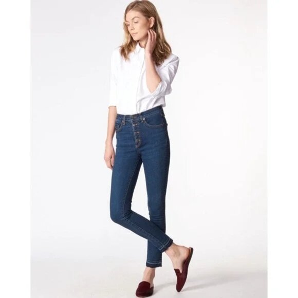 Veronica Beard Denim - Veronica Beard Debbie 10" Skinny Vintage Fray Bright Blue 25